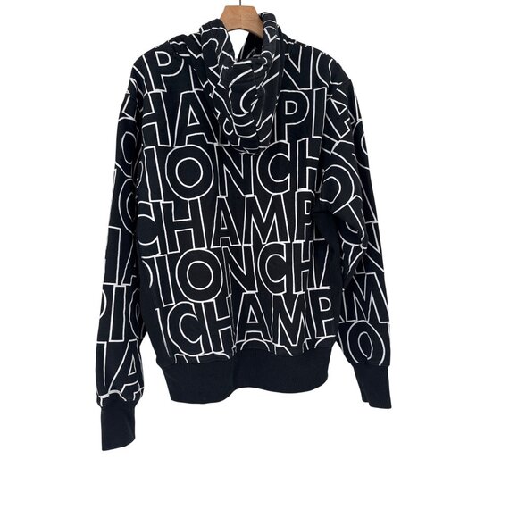 Champion Reverse Weave All Over Print Hoodie Black White size large - Picture 4 of 8